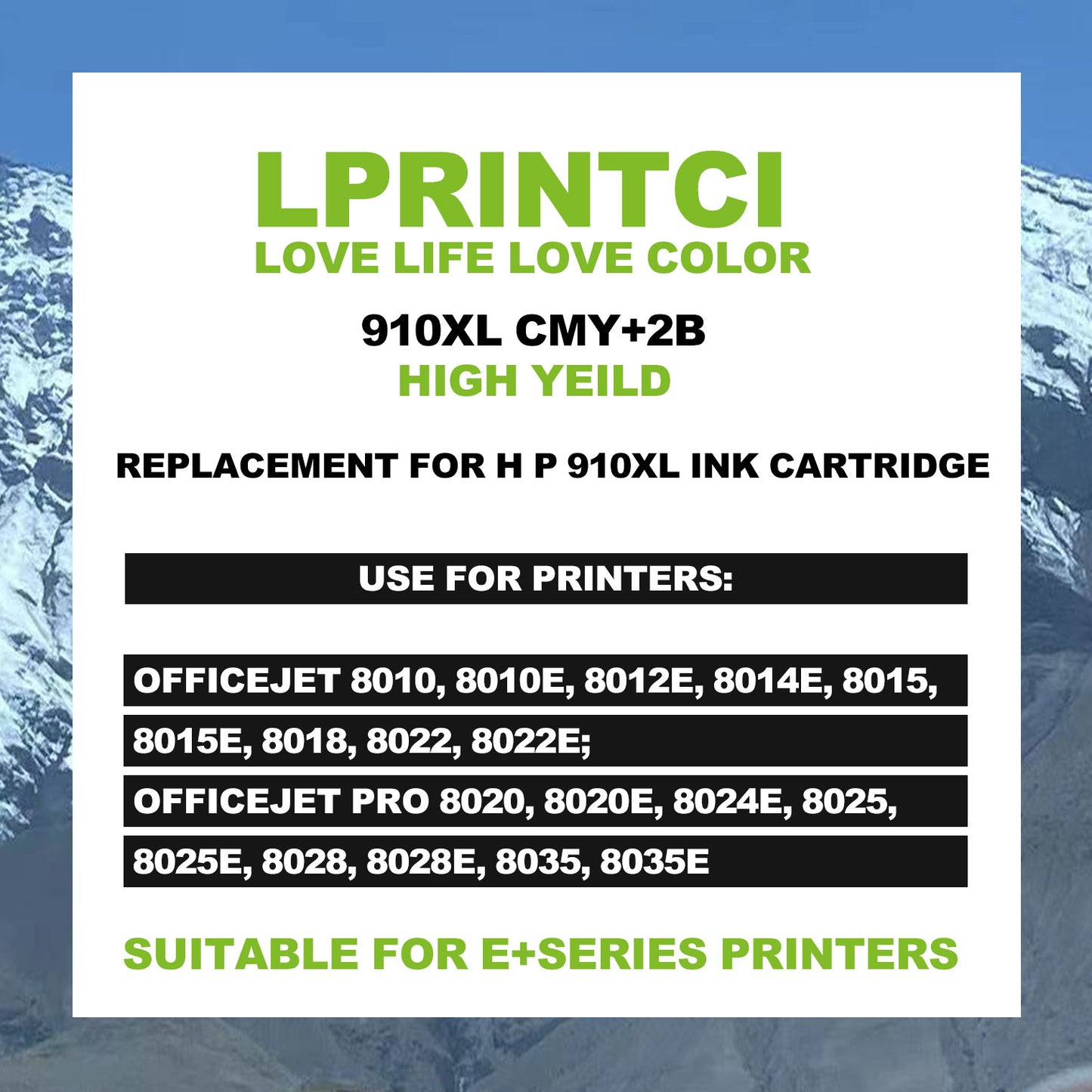 Brand 910XL Ink Cartridges Use for HP Printers OfficeJet 8010 8020 Series Pro 8020 8030 Series 3JB41AN 5-Pack (Cyan Magenta Yellow 2 Black)